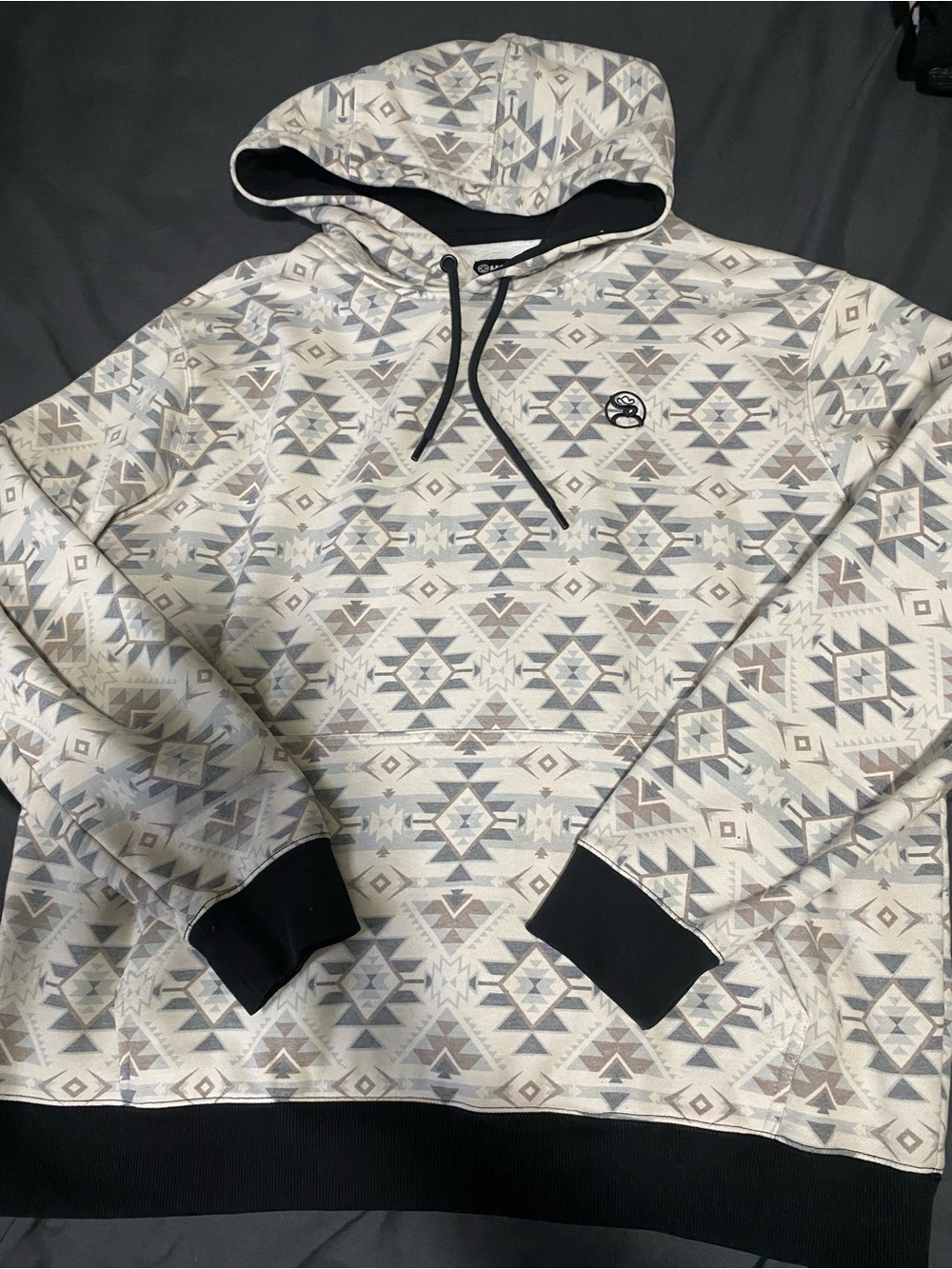 Hooey Cream & Gray Aztec Hooded Pullover